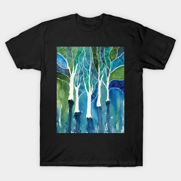 Fantasy Forest in Watercolor T-Shirt by ConniSchaf